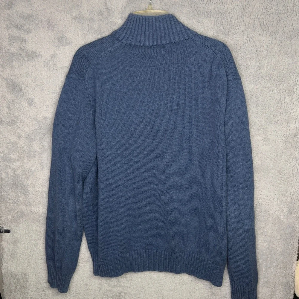 Polo Ralph Lauren Mens XL Blue Cotton Quarter Zip Mock Neck Sweater Red Pony